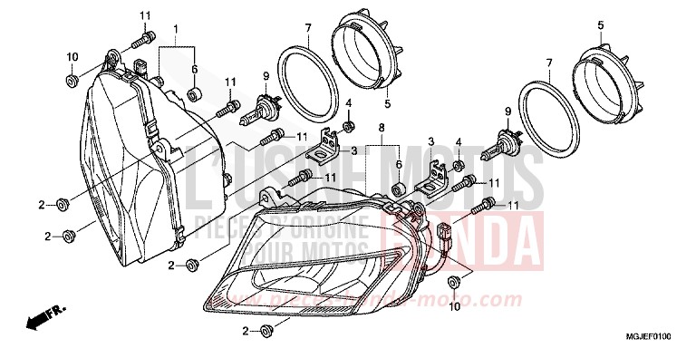 PROJECTEUR de CBF1000F ABS PEARL SIENA RED (R320) 2012